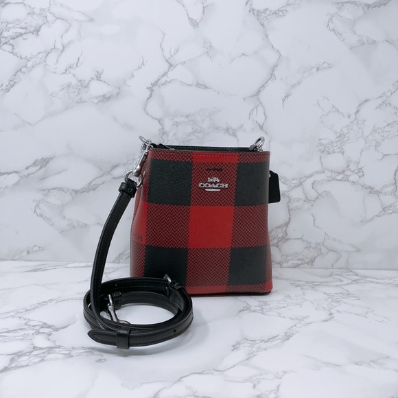 Coach Handbags - Coach Buffalo Plaid Mini Bucket Bag